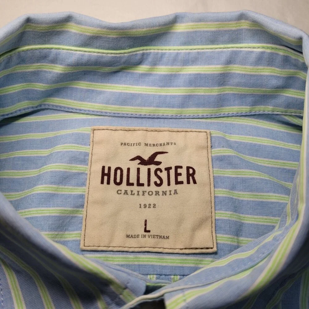 Hollister Mens Long Sleeve Striped Button Down Oxford Shirt Large Y2K Coastal - Picture 5 of 9